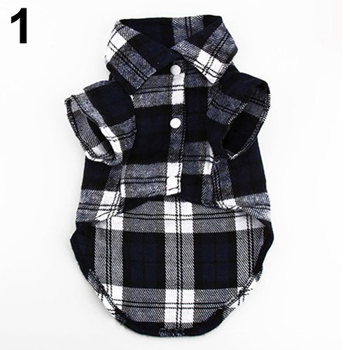UDIYO Small Pet Dog Plaid Shirt Lapel Coat Cat Jacket Clothes Costume Top Apparel