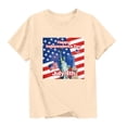 thumbnail image 2 of ITSAME Girls American Flag Graphic Tee 4th of July Short Sleeve Tops Independence Day Patriotic T-Shirts Beige Size 3-4, 2 of 6