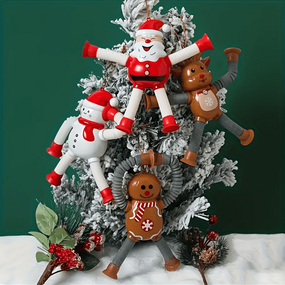 4PCS Pop Tubes Fidget Toys, Christmas Pop Tubes Fidgets for Adult&Children Ages 3 , Christmas Stocking Stuffer, Christmas Party Favors, Classroom Prizes, Stress Relief, Assorted Varieties