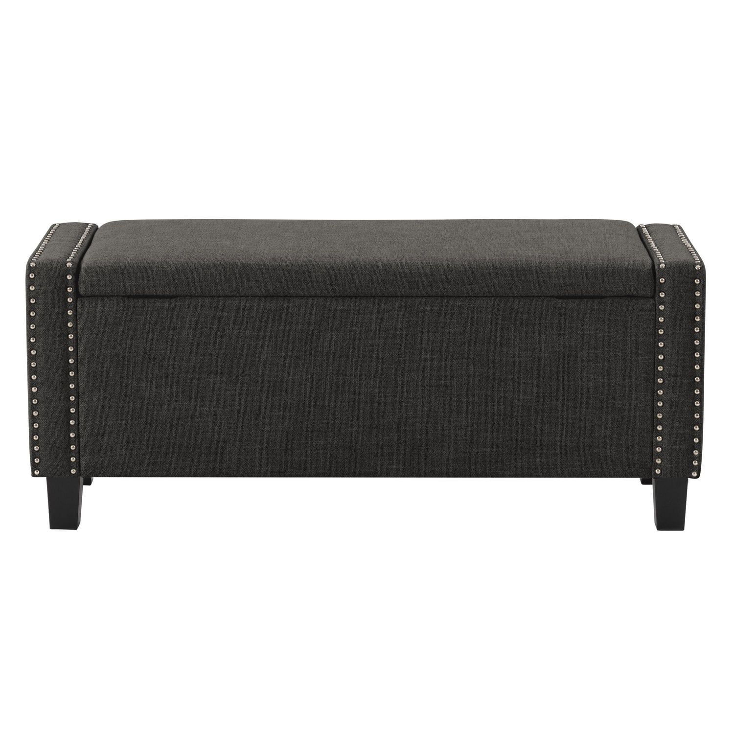 CorLiving Boston Fabric Upholstered Storage Ottoman with Nail Head Accents and Sturdy Plastic Feet