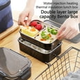 thumbnail image 5 of Fmxomd Stainless Steel Bento Box for Adults, Japanese Leakproof Lunch Box Divided Food Meal Storage Containers Set Stackable 2 Layer for Office Picnic Black, 5 of 8