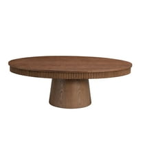 JERFIT Modern Oval Coffee Table for Living Room, Walnut Finish Drum Shape Cocktail Table with Pedestal Base, 47.24" Large Center Table