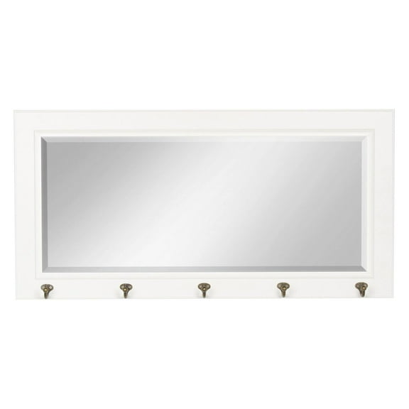 Kate and Laurel Pub Mirror with 5 Metal Hooks - 36W x 18H in.
