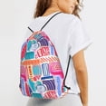 thumbnail image 6 of XMXT Unisex Drawstring Backpack for Women Men, Cartoon Colorful Graffiti Waterproof Gym Bag String Bags for Shopping Sport Travel, m, 6 of 8