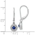 thumbnail image 2 of 14K White Gold Diamond Halo Sapphire Leverback Dangle Earrings (27 X 8) Made In India em5605-sa-020-wa, 2 of 5
