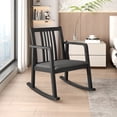 thumbnail image 4 of Costway 2 PCS Rocking Chair with Cushioned Seat, Slatted Back & Curved Armrests for Bedroom Black + Gray, 4 of 10