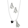 thumbnail image 1 of Delight Jewelry Acrylic 5/16" Black Heart Silver tone Zig Zag Christmas Tree Charm Necklace and Stud Earrings, 1 of 4