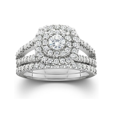 Pompeii3 1 1/10ct Cushion Halo Solitaire Diamond Engagement Wedding Ring Set White (Best Engagement Ring Websites)