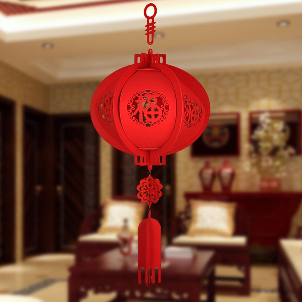 Chinese Happy New Year Red Lucky Lantern Hanging Spring Festival Decoration 