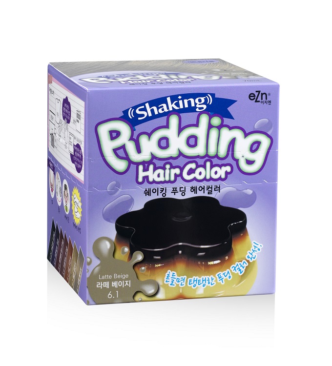 EZN Shaking Pudding Hair Color Cream 6.1 Latte Beige Color for Ammonia