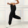thumbnail image 4 of Karymi Workout Shorts Women Vertical Seam Jogger Sweatpants, Adjustable Drawstring Elastic Waist, Side Pockets, Elastic Ankle Cuffs Loose Fit Solid Trousers, 4 of 6