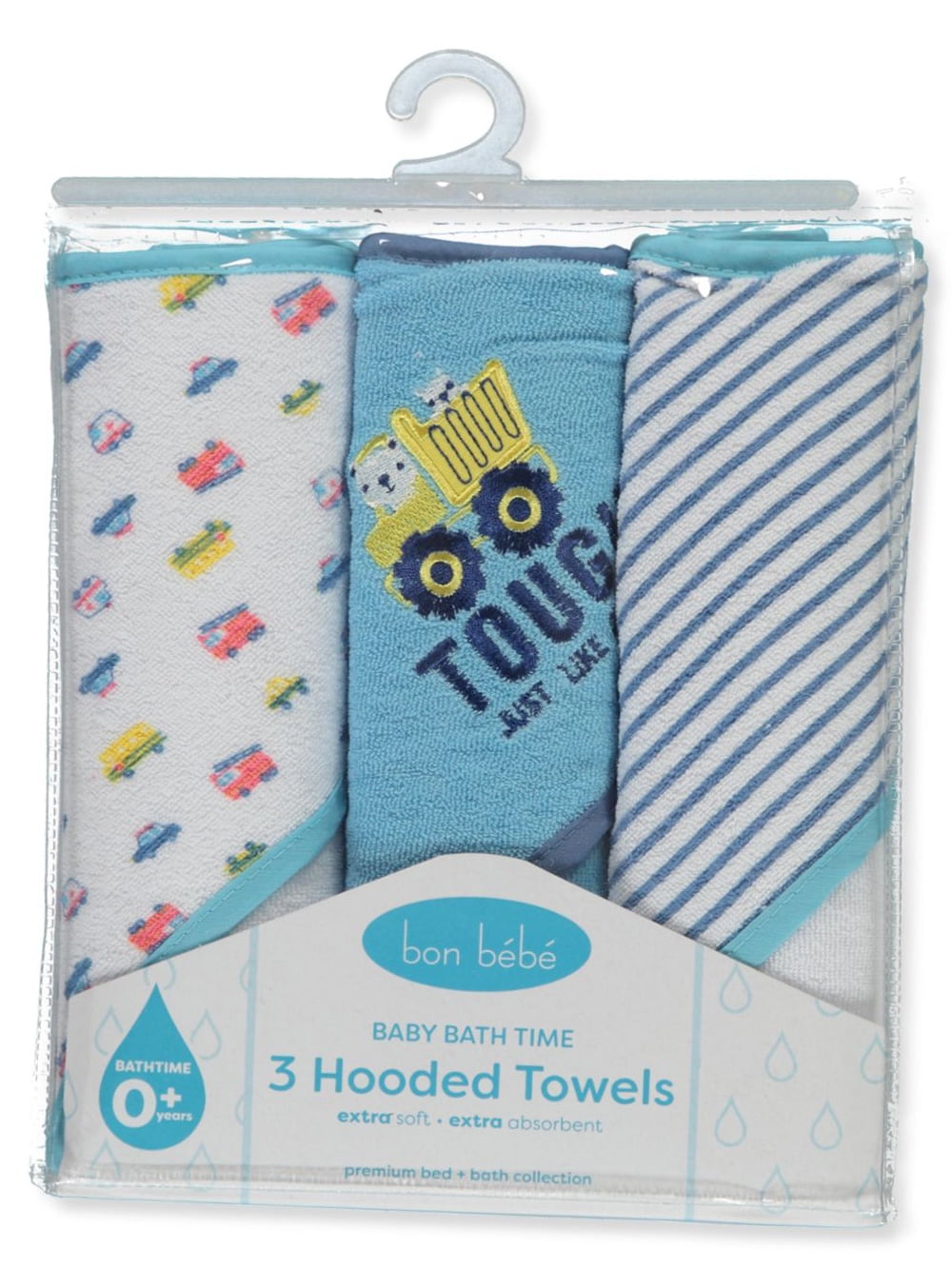 Bon Bebe Baby Boys' 3Pack Hooded Towels Set blue/white, one size