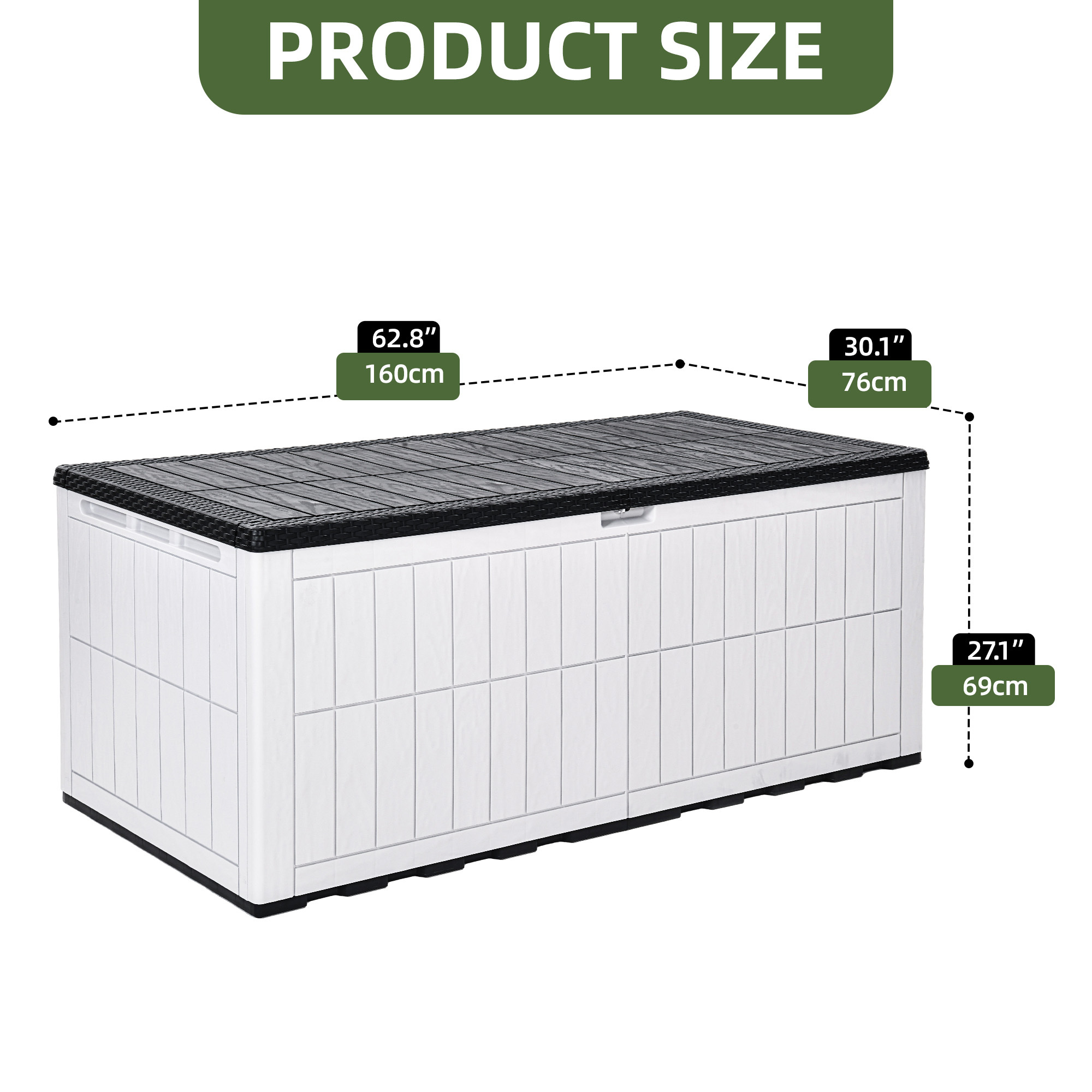 Uforic XXL 240 Gallon Waterproof Resin Deck Box, Lockable 3-Person Outdoor Storage Bench for Patio Cushions, Garden Tools & Pool Supplies