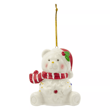 Radiant Treasures Illuminated 3-inch Porcelain Polar Bear Ornament