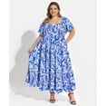 thumbnail image 3 of CASSIE LIZ Plus Size Dresses Womens 4X Square Neck Floral Print Short Sleeve Maxi Dress Summer Spring Derss with Pocket Party Wedding Guest Dress 4XL 24W 26W, 3 of 9