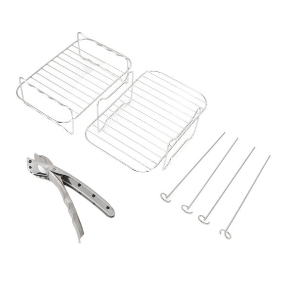 Fryer Rack Stainless Steel Skewer Rack Fryer Steaming Rack with Anti Scalding Clip Skewer for NINJA FOOD 8QT