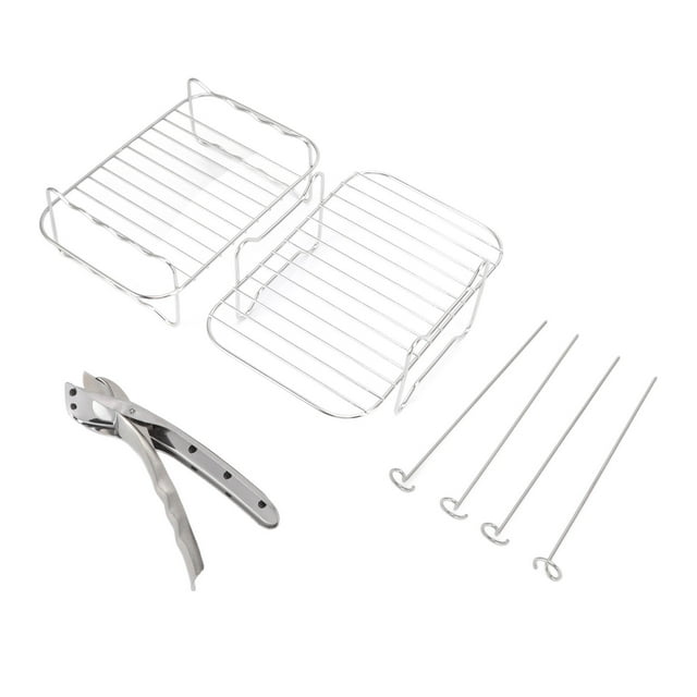 Fryer Rack Stainless Steel Skewer Rack Fryer Steaming Rack with Anti Scalding Clip Skewer for FOOD 8QT,Fryer Rack with Skewer,Fryer Steaming Rack