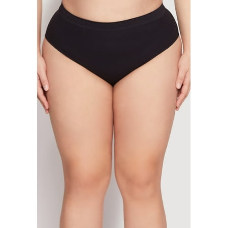 Womens Plus Size Seamless Rib Knit Hipster Panty