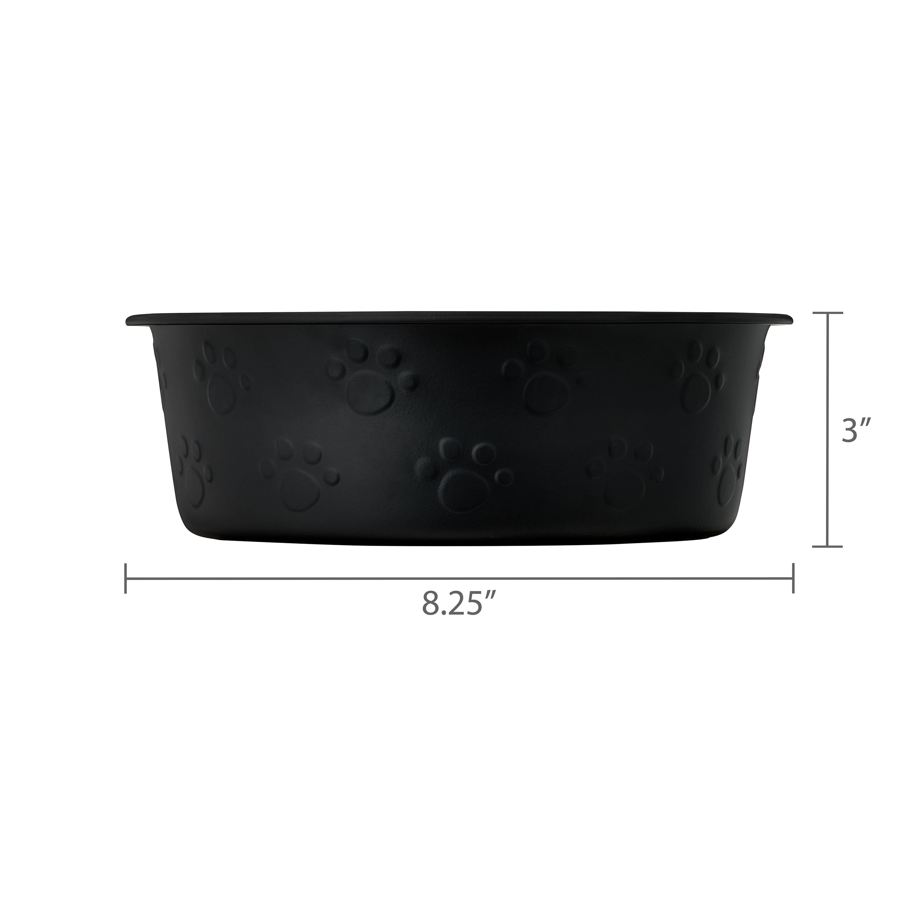 Vibrant Life Large Stainless Steel Embossed Dog Bowl, Black Paws