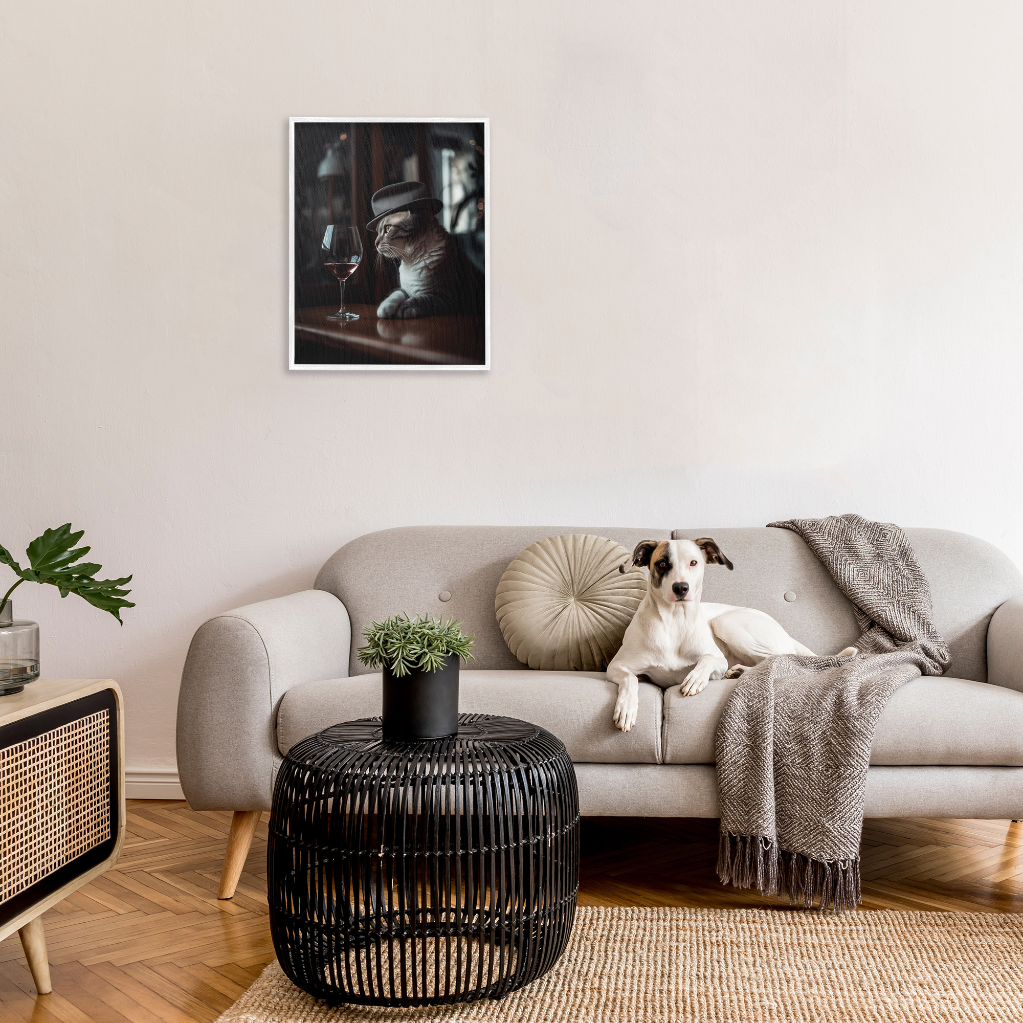 Stupell Industries Classy Cat at Bar Animals & Insects Painting White Framed Art Print Wall Art, 24 x 30