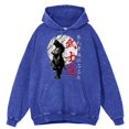 thumbnail image 3 of Sudadera con capucha retro desgastada con espíritu samurái japonés para hombre, estilo bushido, estilo hip hop, holgada, informal, para parejas, 3 of 5