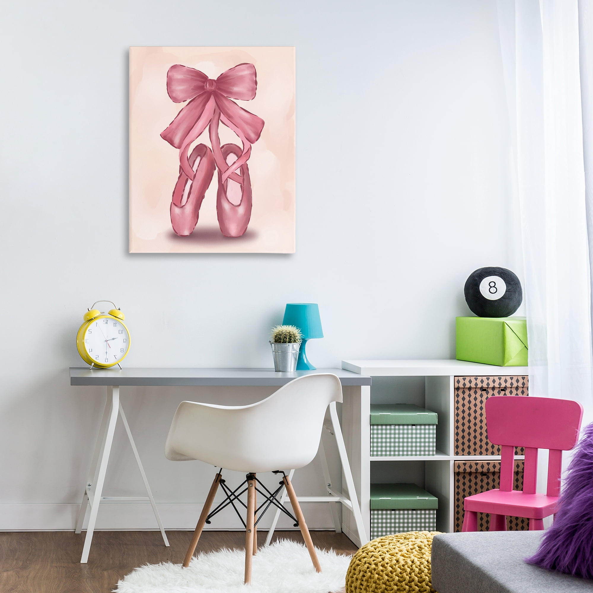Stupell Industries Ballet Slippers Bow Entertainment Painting Wrapped Canvas Art Print Wall Art, 30 x 40