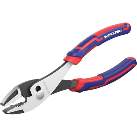 8” Slip Joint Pliers Tool, Large Soft Grip,Rust Prevention Finish, 3-Zone Serrated Jaw Forged from High Carbon Steel for Maximum Grip