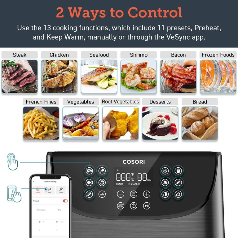 COSORI Smart WiFi Air Fryer(100 Recipes), Digital, 56 OFF