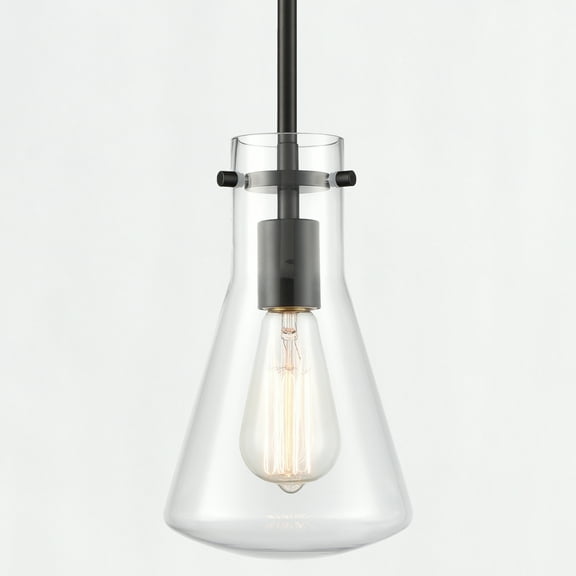 Claxy 6.3" Black Pendant Light with Clear Glass Shade