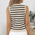thumbnail image 3 of Women Tank Tops Striped Sleeveless Button Up Cardigan Sweater Vests Knitted Fabric Casual Work Daily Wear, 3 of 6