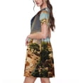 thumbnail image 2 of Picia Surreal Desert Eye Landscape Pattern Women's Short Sleeve Summer Dress Pleated Loose Swing Knee Length Short Sleeve Swing Dresses, 2 of 6