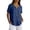 Navy, variant on Womens Short Sleeve Tops Button Down Shirt Soft Solid Color Summer Daily Wear Army Green L