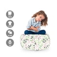 thumbnail image 2 of Botanical Storage Toy Bag Chair, Hand Sketched Herbal Tea Plant Leaf Twigs in Modern Soft Pastel Shades, Stuffed Animal Organizer Washable Bag, Large Size, White and Multicolor, by Ambesonne, 2 of 3