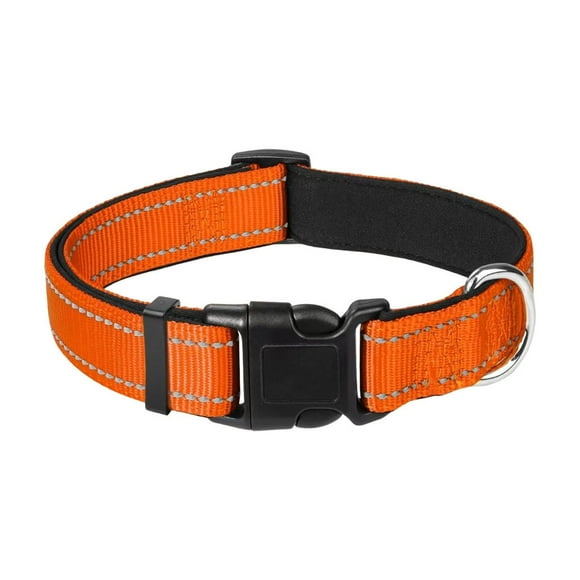 Adjustable Reflective Neoprene Padded Nylon Dog Collar with Secure Buckle for Medium Sized