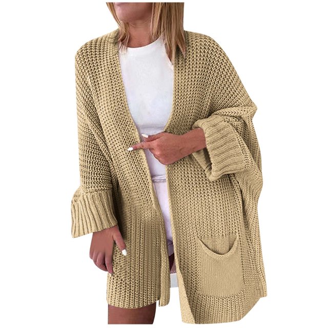 wmjolc Oversized Solid Color Cardigan Coats Women's Long Sleeve Chunky Knit Cardigans Loose Fit Sweaters Outwear for Early Spring, Fall or Winter