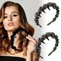 Vintage High Cranium Hairband, Elegant Braided Headbands for Women with Teeth Hoop, Bridal Hair Hoop Hairs Accessories, Wedding Party Home Headwear (2Pcs Gray, 1 Count (Pack of 1))