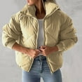 thumbnail image 3 of qolati Women's Quilted Puffer Jackets Lightweight Winter Warm Stand Collar Zip Up Jacket Long Sleeve Baggy Short Padded Down Coats, 3 of 6