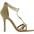 thumbnail image 2 of BONNIBEL ROSITA-2 Womens T-strap Back Zipper Ankle Strap Stiletto Dress Sandals, Beige, 8.5, 2 of 4