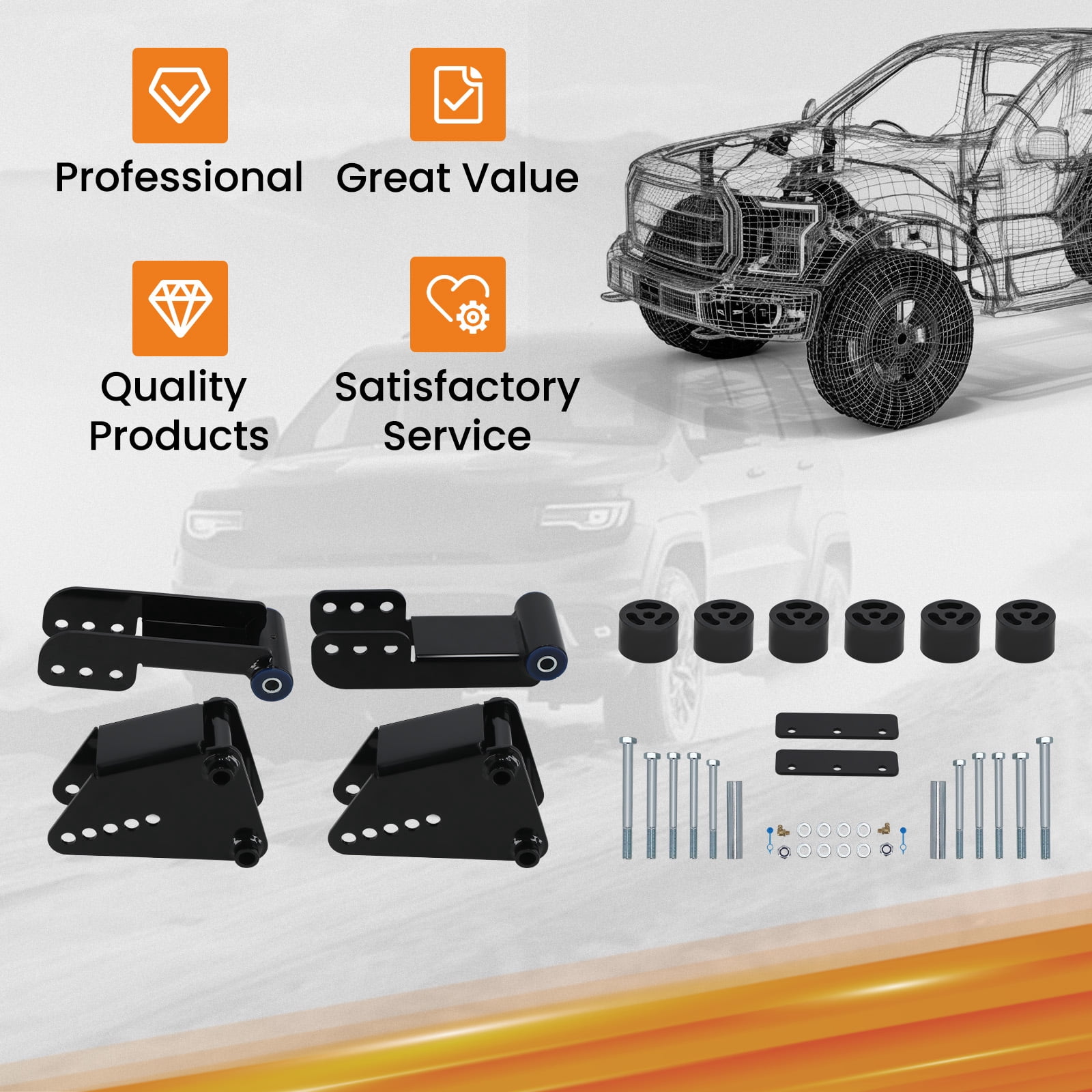maXpeedingrods 2” Front & 2-5" Rear Body Lift Kit with Lift Shackles for Chevy Astro & GMC Safari AWD 1996-2005