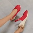 thumbnail image 3 of Vibrex Women's High Heels Shoes Linen Straw Sandals Wedges Casual Canvas Dress Slippers Women's Sandals Perfect For Travel,Daily,Vacations,Part,Dates,Work_Red_4.5, 3 of 9