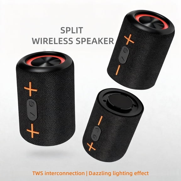 2-in-1 Magnetic Split Wireless Speaker, Portable Dual Stereo Detachable Speaker with RGB Lights, Indoor Outdoor Audio for Parties, Office, Bedroom and Kitchen