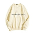 thumbnail image 4 of Womens Tops Plus Size Long Sleeve Round Neck Printing Loose Hoodless Sweatshirts Beige L, 4 of 4