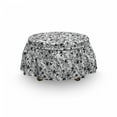 thumbnail image 3 of Floral Ottoman Cover, Blooming Montbretia Herbs, 2 Piece Slipcover Set with Ruffle Skirt for Square Round Cube Footstool Decorative Home Accent, Standard Size, Charcoal Grey and White, by Ambesonne, 3 of 5