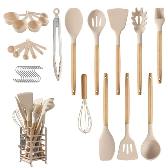 Juego de utensilios de cocina Hecef 32 piezas silicona grado alimenticio con soporte