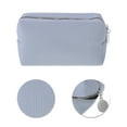thumbnail image 4 of Unique Bargains 1 Pc Waffle Plaid Pattern Makeup Bag for Travel Light Blue Polyester, 4 of 6