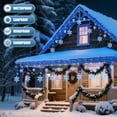 thumbnail image 2 of 13 Ft 192 LED Snowflake Christmas Icicle Lights 16 Drops 8 Modes Timer IP65 Waterproof, 2 of 4