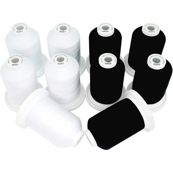 New brothread 5 White+5 Black 100% Mercerized Cotton Thread 30WT 600M(660Y)