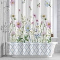thumbnail image 3 of Spring Wildflowers Shower Curtain for Bathroom Decor, Blue Morocco Pink Flower Plant Country Waterproof Fabric Shower Curtain, 36"x78" Set with 12 Hooks, 3 of 9