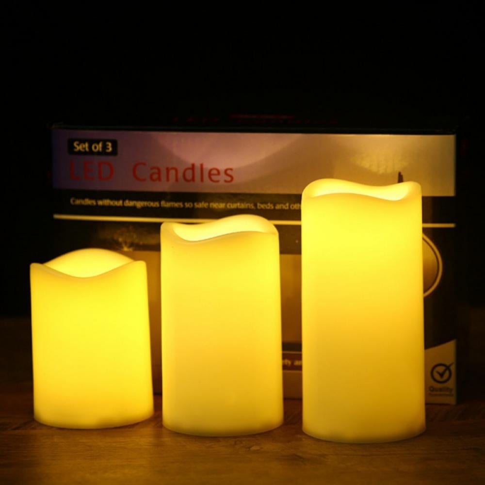 3Pieces LED Flickering Flameless Candles With 12 Color Changing, Candle