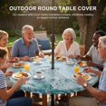 thumbnail image 3 of Round Outdoor Tablecloth with Umbrella Hole and Zipper, Blue Coastal Jellyfish Tablecloth with Elastic Waterproof, Ocean Beach Eucalyptus Leaves Coral Patio Table Covers for 36" - 44" Pool Tables, 3 of 9